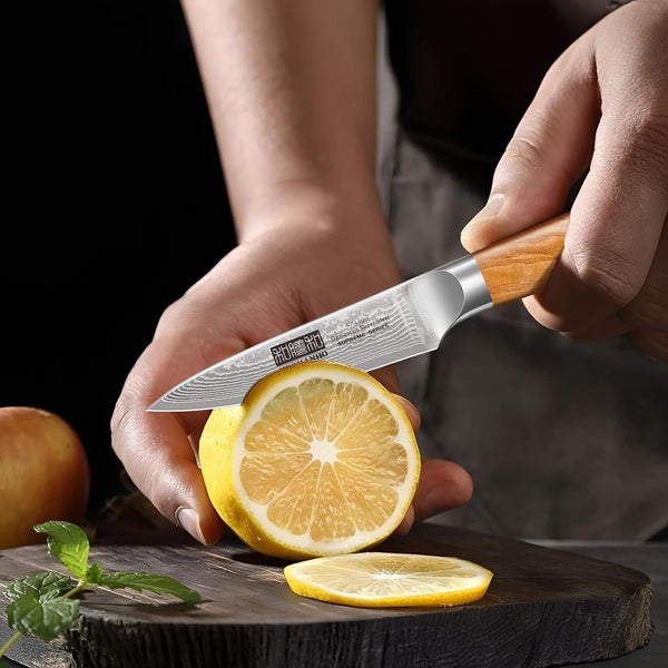 Damascus Kitchen Knife Set 3PCS, Sharp Chef/Santoku/Fruit Knives7