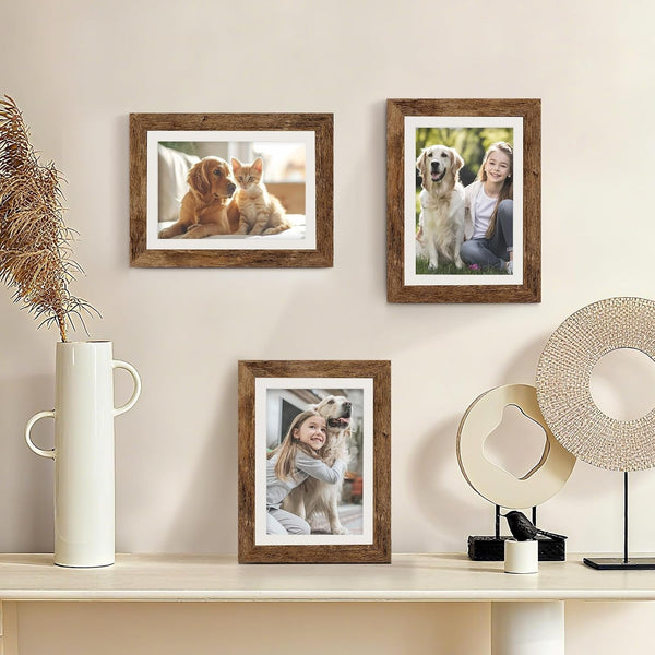 5X7 Picture Frames with 4X6 Mat Set of 2, Rustic Brown5
