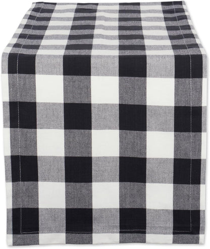 Buffalo Check Collection, Classic Farmhouse Table Runner, 14X108, Black & White1