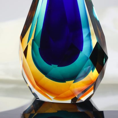 Hand-Blown Glass Sculpture Glass Decor Murano-Style Glass Statue and Figurine Wonderful Gift, Blue and Green Color7