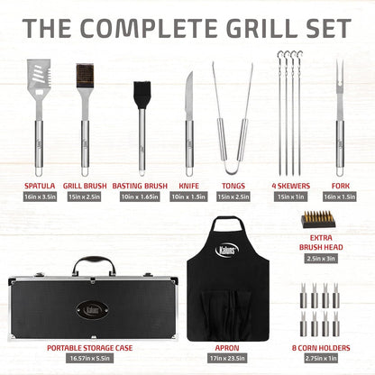 Grilling Accessories, Gifts for Men Christmas Grilling Gifts for Dad, Heavy Duty Stainless Steel BBQ Grill Tools Set for Outdoor Grill with Aluminum Case and Apron, Birthday Gifts for Men Dad2