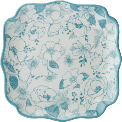 Garden Blossom Floral 12 Piece Plate Bowl Dinnerware Set, Blue8