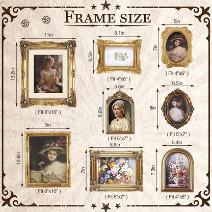 8 Pcs Vintage Picture Frames Set for Gallery Wall, Antique Gold3