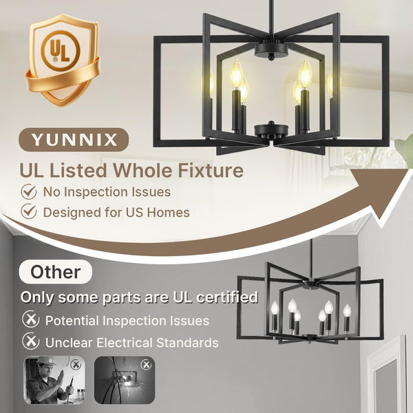 Black Chandelier for Dining Room, 6-Light Dining Room Light Fixture2