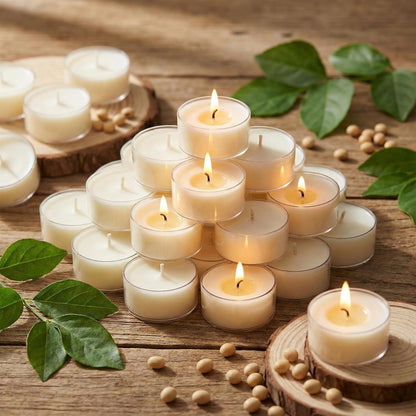 Tea Lights Candles 50 Pack, 6 Hour Long-Lasting Soy Wax Tealight Candles1