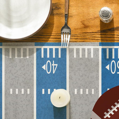 Blue Grey Touch down American Football Court Table Runner, Rugby Boy Birthday Party Kitchen Dining Table Decoration for Home Decor 13X72 Inch7