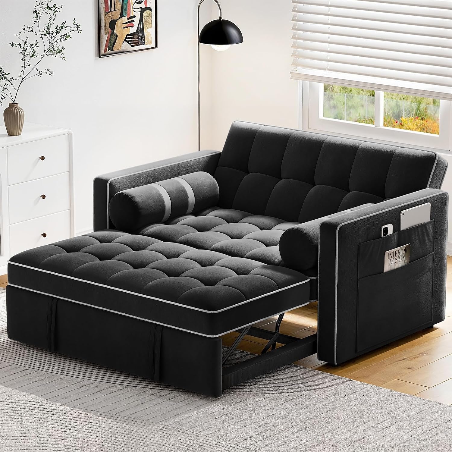 3-in-1-sleeper-sofa-bed-with-adjustable-backrest-black-velvet