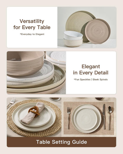 Stoneware Dinnerware Set for 4, Plates & Bowls, Multicolor2