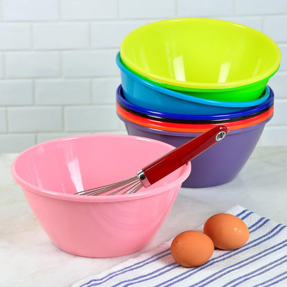 9 Inch 80 Ounce Plastic Mixing and Serving Bowls, Popcorn Bowls, Salad Bowls, Chip and Dip Serving Bowls, Set of 9 (Rainbow Color)4