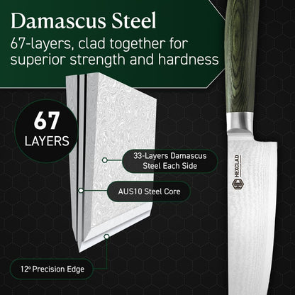 Hexclad 8" Japanese Damascus Stainless Steel Chef Knife, Full Tang Handle5