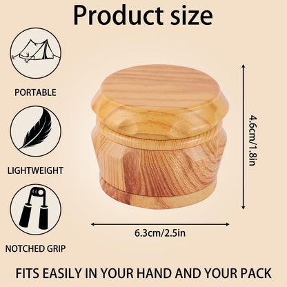 Manual Kitchen Spice Grinder, Aluminum Seasoning Grinder for Pepper, Chili, Rosemary & Dried Culinary Spices, Durable Metal Construction, Compact Kitchen Tool (Natural Wood Color)2