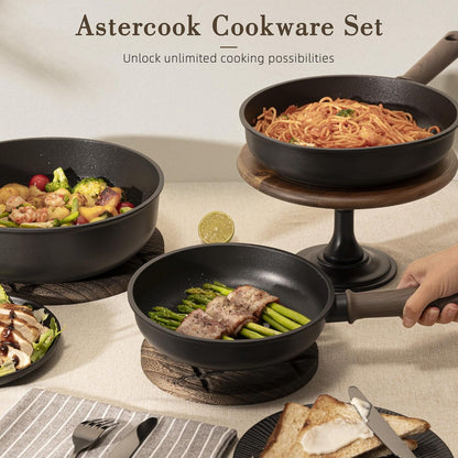 19 Pcs Pots and Pans Set Non Stick, Black Titanium Induction Kitchen Cookware Sets, Non Toxic Healthy Kitchen Cooking Set with Frying Pans Set, PTFE PFOA PFOS Free, Fathers Day Gift for Men6