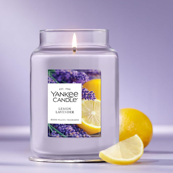 Lemon Lavender Scented Candle, 22Oz Large Jar with up to 150 Hour Burn Time, Giftable, Birthdays4