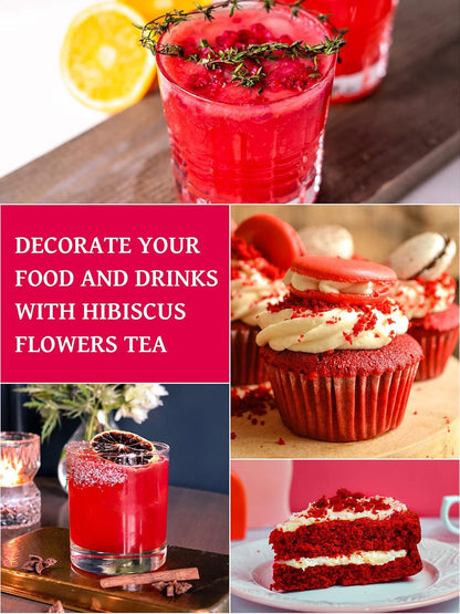 Hibiscus Tea Bags, 50Ct Hibiscus Flowers Tea, Tart Refreshing Taste | Bright Red Color, Caffeine Free, Gluten Free, Hot/Iced & Cold Brew, Corn Fiber Pyramid Tea Bags, Foil-Lined Resealable Pouch6