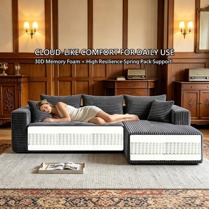 93" Boneless Couch, Modular Sectional Sofa for Living Room - Grey6