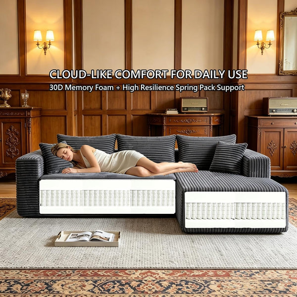 93" Boneless Couch, Modular Sectional Sofa for Living Room - Grey6