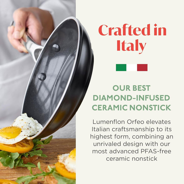 Orfeo 10 Piece Nonstick Cookware Set, Made in Italy, Diamond Ceramic Pfas-Free Pots & Pans, Induction Ready, Scratch Resistant, Laser-Fused Surface for Durability, Dishwasher Safe, Black2