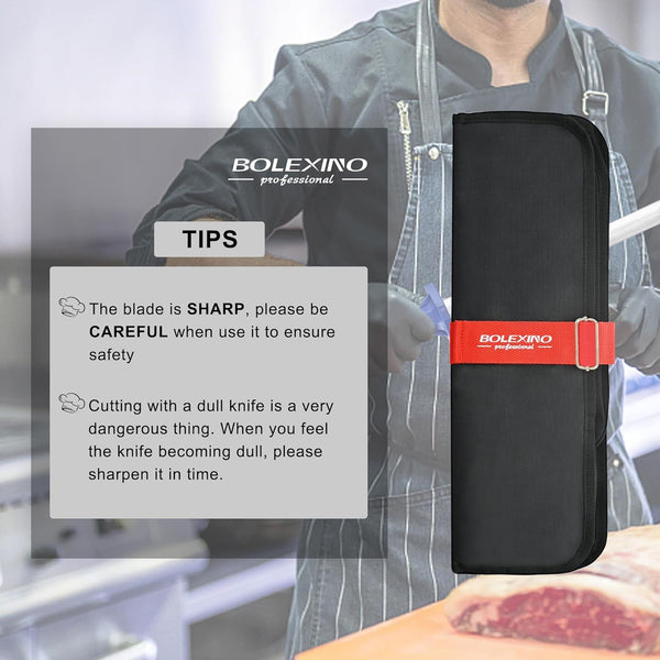 Butcher Knife Set, 5 PCS Stainless Steel with Sharpener | X50Crmov15 Steel for Meat, Non-Slip Grip for Safety, 5-PC: 3 Knives, Sharpener & Roll Bag, Ergonomic Design Reduces Fatigue.6