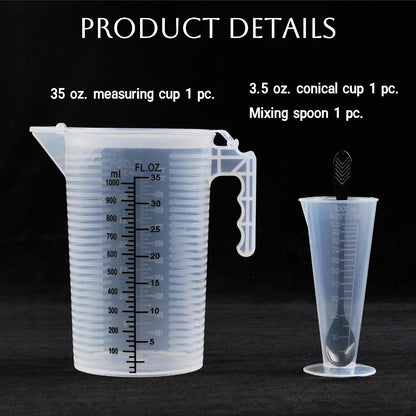 Measuring Cups 35Oz (1000 Ml), Plastic, Multipurpose - Great for Chemicals, Oil, Pool and Gardening - Ounce (Oz) and Milliliter (Ml)2