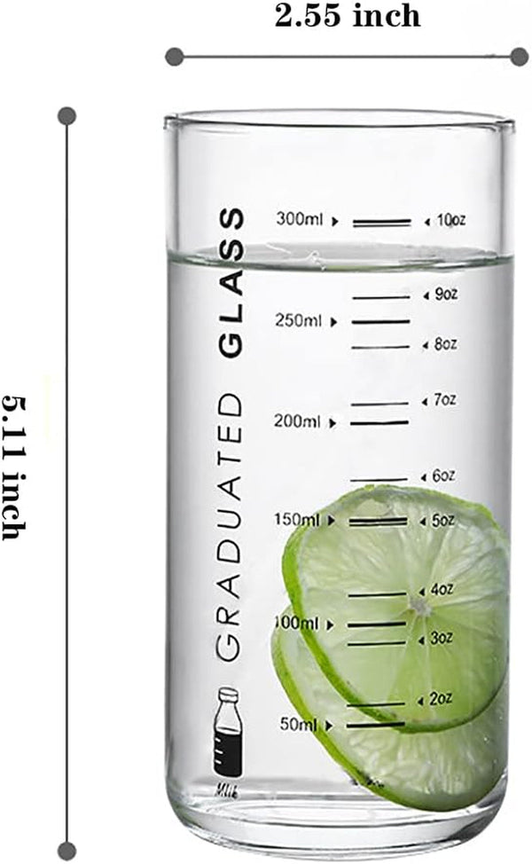 Glass Measuring Cup 10 Oz for Milk,Juice,Milkshake, Vegetable, Coffee, Salad, Ice Cream (Black) (Black)2