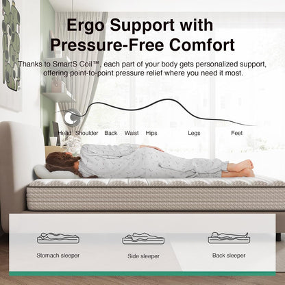 8 Inch Twin Mattress, Hybrid Twin Size Mattresses with Bioair Comfort Foam for Pressure Relief, Medium Plush Colchones with Innerspring Certipur-Us Certified Mattress in a Box7
