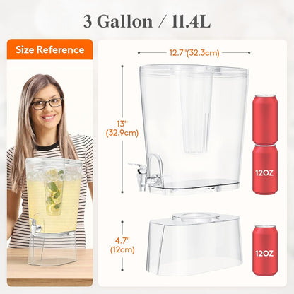 3 Gal Drink Dispenser with Fruit Infuser & Leak-Proof Spigot, 2 Pcs | Large Capacity for Gathering & Commercial Use, Bpa-Free Plastic Beverage Container with Stand for Lemonade, Soda & Mimosa Bar2