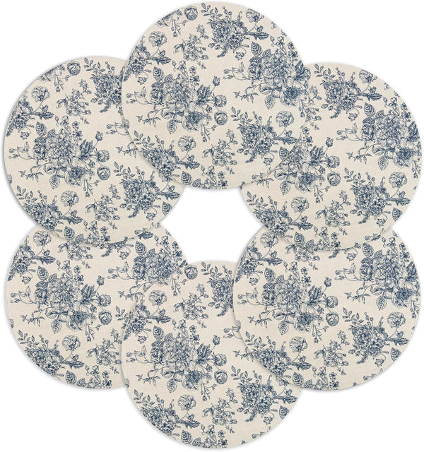 Quilted Vintage Flower round Placemats 15" Set of 66