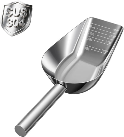 Dog-Cat Food Scoop 1 Cup, One-Piece Stainless Steel Measuring Cup1