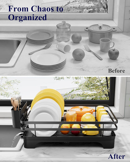 Multi-Functional Dish Drying Rack, 15.7" X 12.0" X 5.5", Black9