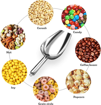 Metal Ice Scoop 6 Oz，Kitchen Ice Scooper for Ice Maker, Small Food Scoops for Bar Party Wedding Pet Dog Food, Stainless Steel Silver5