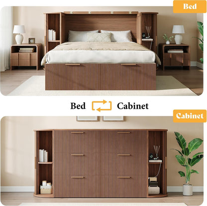 Queen Murphy Bed with Storage & Sliding Tambour Door8