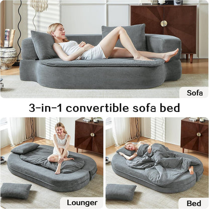 79" Convertible Futon Sofa Bed Mattress, Sleeper Boneless Futon Sofa,Grey4