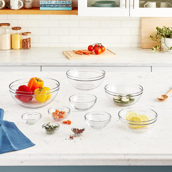 10 Piece Mixing Bowl Set, Nesting Serving Bowls & Mixing Bowls (1 Oz, 2 Oz, 4 Oz, 6 Oz, 10 Oz, 16 Oz, 1 Qt, 1.5 Qt, 2.5 Qt, 3.5 Qt)2