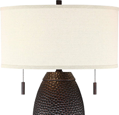 Noah 31" Large Table Lamps Set of 2 Bronze Vase Hammered Pull Chain8