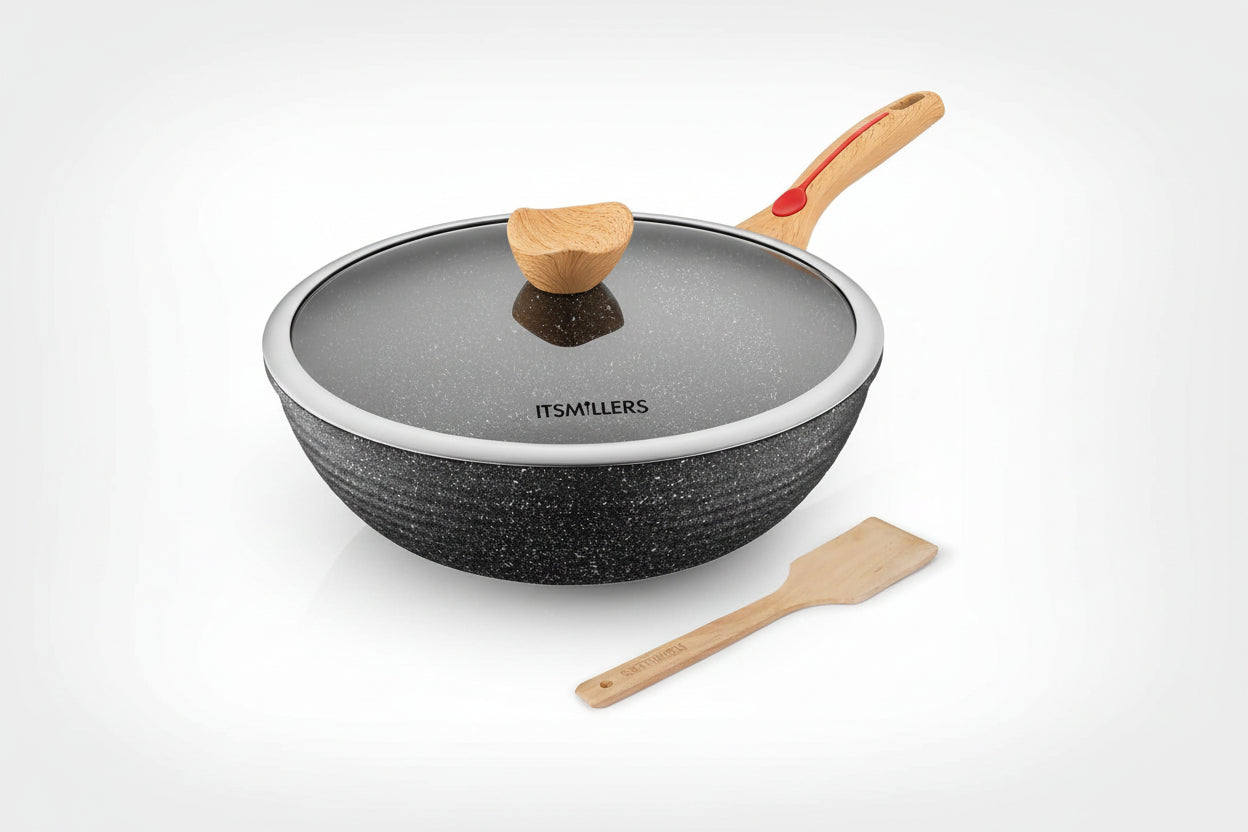 12" Nonstick Wok w/ Lid & Spatula, Induction, PFOA-Free