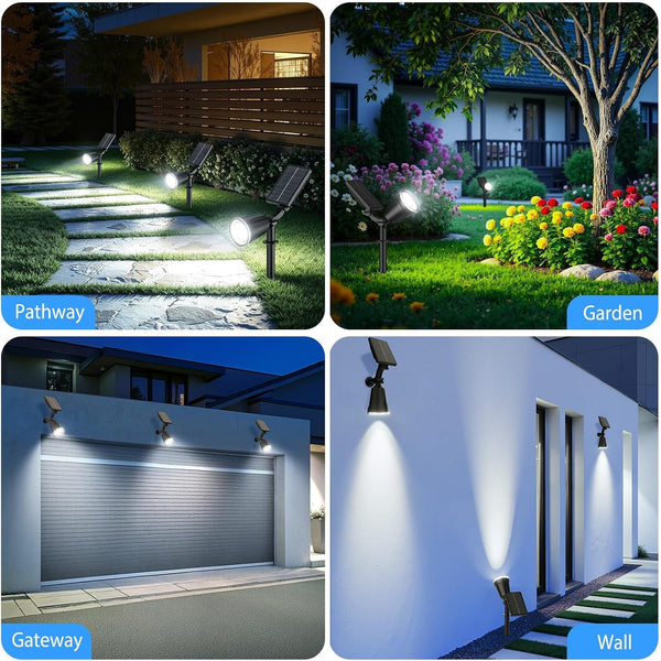 Solar Spot Lights Outdoor Cool White, 1000LM Big Adjustable Solar Lights Outdoor Waterproof, 2-In-1 Bright Solar Powered Spotlights Landscape Lighting for Garden, Yard, Pathway, Tree, Flag7