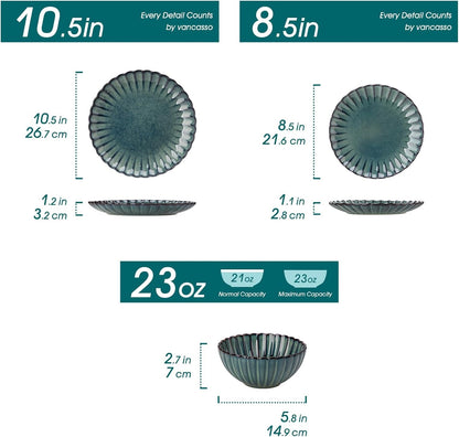12 Pieces Dinnerware Sets for 4, Ceramic Plates and Bowls Sets3