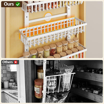 9 Tier over the Door Pantry Organizer, 2 in 1 Wall Mount or Hanging Spice Rack with Adjustable Deep Basket, Heavy-Duty Seasoning Organizer and Storage for Kitchen Cabinet Closet Bathroom7
