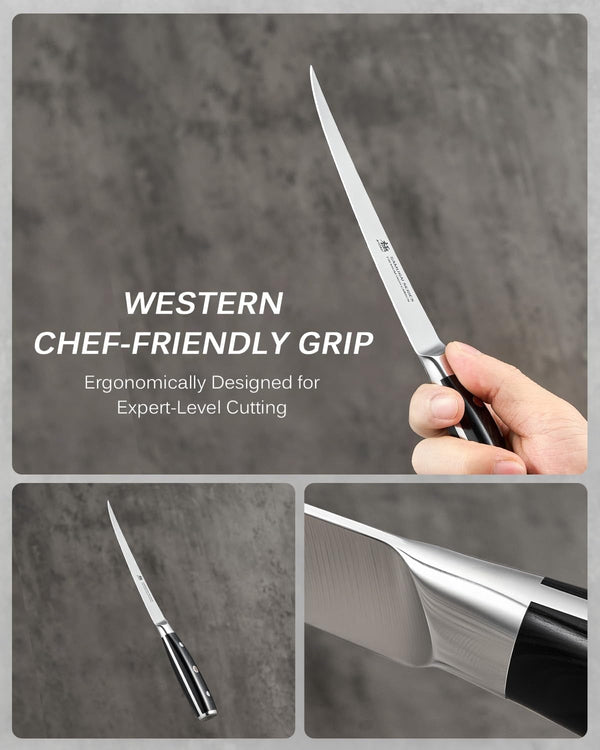 6" Slim Curved Boning Knife - German Steel Japanese Deboning Knife3