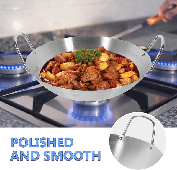 10.23 Inch Stainless Steel Wok round Bottom Frying Pan for Gas Stove Large Capacity Stir Fry Pan for Bbq Fried Potatoes Scrambled Eggs Home Kitchen Cooking2