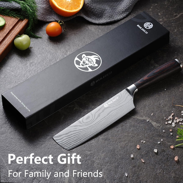 Nakiri Knife - 7" Razor Sharp Meat Cleaver Knife, Multipurpose Veggie Cutting Chef Knife for Home and Kitchen, Made Ofhigh Carbon Steel Japanese with Pakkawood Handle, Gift Box Included4