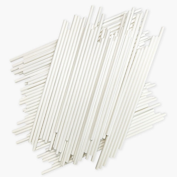 100 Count 6 INCH White Paper Lollipop Sticks,Cake Pop Sticks,Sucker Sticks for Cookies,Rainbow Candy,Chocolate,Cake Topper(Dia 4Mm)