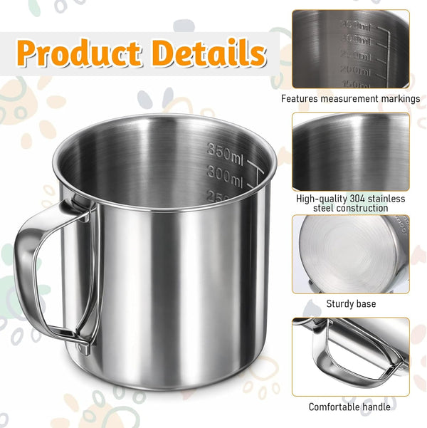 Dog Food Scoop 1.5 Cup, 304 Stainless Steel Dog Food Measuring Cup with Handle Durable Dog-Cat Pet Food Scoop Cup 1 1/2 Cups Measuring Scoops for Dogs, Cats, Birds, Rabbits for Dry Food and Treats3