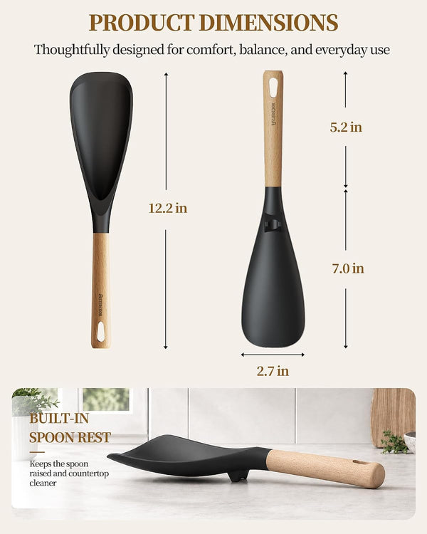 Cooking Spoon, 2 Pack, Nonstick Safe Silicone Spatula8