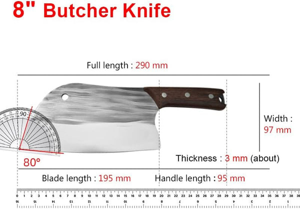Meat Cleaver,Cleaver Knife, 8 Inch Forged Bone Chopping Knife Stainless Steel Meat Cleaver Sharp Knife for Chopping Bones Kitchen Slicing Knif Cooking Chef Knife2