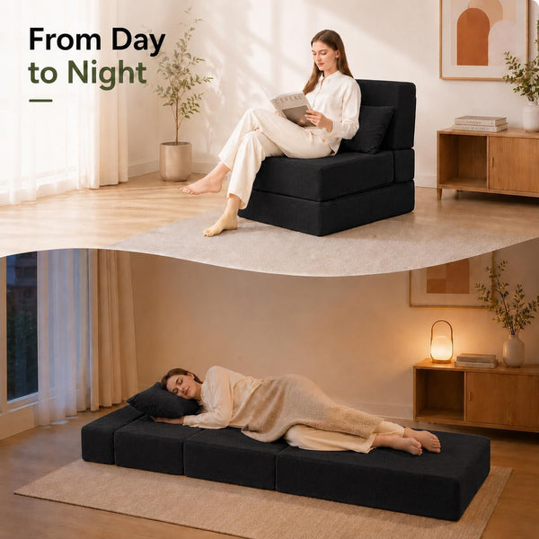 Folding Sofa Bed, Convertible Sleeper Chair, No Assembly, Black6