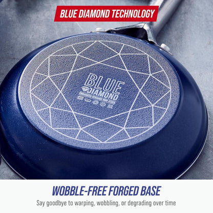 8" Diamond Infused Ceramic Nonstick Frying Pan Skillet, Blue | Pfas-Free Ceramic Nonstick, Dishwasher & Oven Safe, Stay Cool Handle, Durable Metal Utensil Safe, Egg & Omelet Pan7