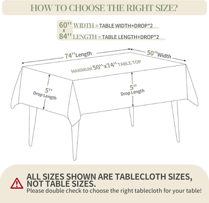 Table Cloth White 60X84 Inch Tablecloth for 6 Foot Rectangle Tables Outdoor Washable Wrinkle Free and Spillproof Polyester Tablecloth for Festival Camping Picnic Party Cover2