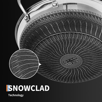13 Inch Wok Pan,Pfoa Free Cookware,Non Stick Stainless Steel Woks & Stir-Fry Pans Nonstick, Dishwasher and Oven Safe, Works on Induction | Multi Layer Composite Steel Structure, Durable and Uniformly Heated, Dishwasher Safe5