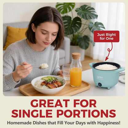 Small Rice Cooker 2-Cup Uncooked/ 4-Cup Cooked, Mini Hot Pot Electric, Mini Electric Pot, Ceramic Rice Cooker, Small Rice Steamer, Noodle & Oatmeal Cooker, Dual Modes, Single Serve, Aqua7